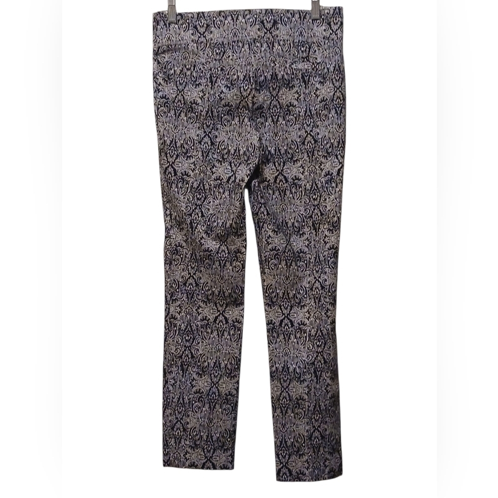 Jules & Leopold - Navy Blue & White Paisley Pants, Faux Back Pockets, Stretch... - Picture 3 of 8